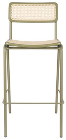 Zuiver Jort Hoge Retro Barkruk Met Rotan Groen