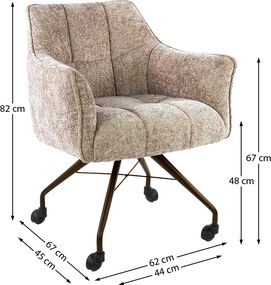 Raster Armstoel Met Wieltjes Beige