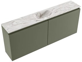 Mondiaz Ture DLux toiletmeubel 120cm army met wastafel glace midden met kraangat