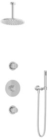 Hotbath Buddy IBS1 Regendoucheset - 2 stopkranen - 15cm plafondarm - 20cm ronde hoofddouche - staafhanddouche - chroom IBS1CR2