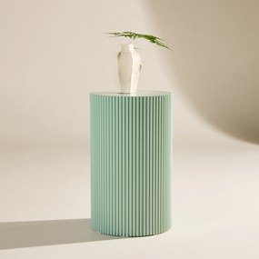 Geribbelde Bijzettafel Lichtgroen - 31 X 31cm.