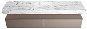 Mondiaz Alan DLux badmeubel 200cm smoke 2 lades met wastafel glace midden 1 kraangat