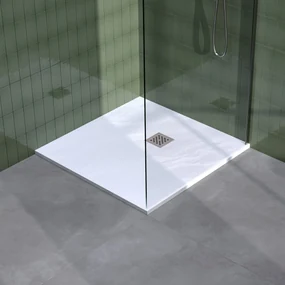 Brauer Asteroid douchevloer 90x90cm mineraalmarmer wit mat