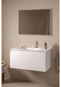 Macrae Houten Badkamermeubelset Met Geïntegreerde Wastafel Wit & Rechthoekige Led En Anticondens 100x70 Cm Tamsin & Wit ↑20 - Sklum