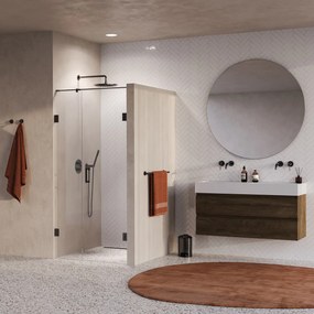 Brauer Void profielloze nisdeur 90cm met draaideur 60cm aan muur gunmetal geborsteld PVD