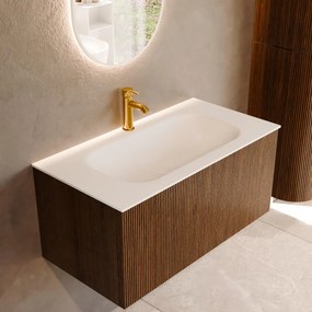 Mondiaz Kurve 90cm badmeubel dusk met 1 lade en wastafel big small midden 1 kraangat