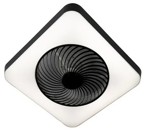 Plafondventilator met lamp vierkant zwart incl. LED dimbaar - Climo Design Binnenverlichting Lamp