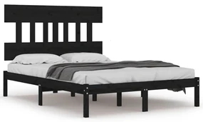 vidaXL Bedframe massief hout zwart 135x190 cm 4FT6 Double