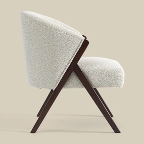 Beige Fauteuil Met Walnoot Hout