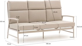 + 10% kassakorting | Loungebank Tuin Bellagio | Aluminium | 3 personen | Tuinbank Beige | 188cm | Kees Smit Tuinmeubelen