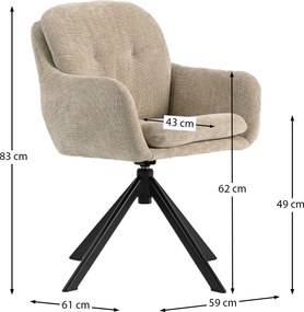 Draaibare Eetkamerstoel Beige