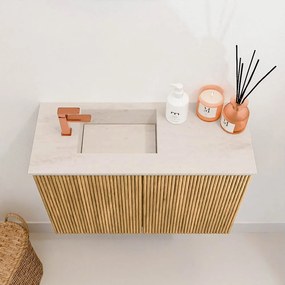 Mondiaz Joya DLux 60cm toiletmeubel oak met wastafel faye links 1 kraangat meli