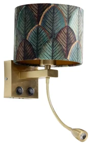 LED Wandlamp brons met velours lampenkap blad dessin met gouden binnenkant - Brescia Combi Klassiek / Antiek, Modern E27 rond vierkant Binnenverlichting Lamp