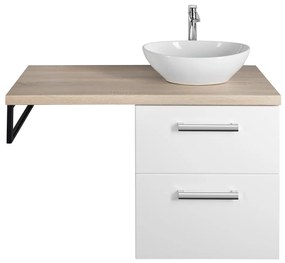 Aqualine Vega 97.5cm badkamermeubel met ovale waskom rechts wit