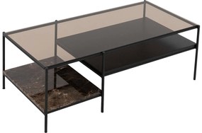 Goossens Excellent Salontafel Avene rechthoekig, glas zwart, elegant chic, 118 x 40 x 58 cm