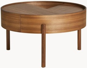 Ronde salontafel Arc van walnoothout met opbergruimte