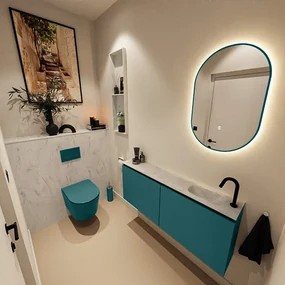 Mondiaz Ture DLux toiletmeubel 120cm smag met wastafel opalo rechts met kraangat