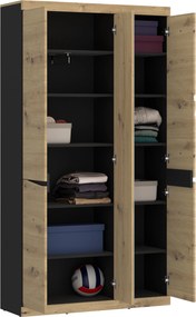 Kledingkast Venlori 139, Artisan eiken, Antraciet, 194x103x40cm, 92.1 kg, Kledingkast deuren: Met scharnieren