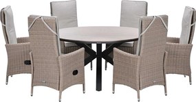 Garden Impressions Collin tuinset 7-delig - Tulli tuintafel Ø148x75 cm light teak vironwood