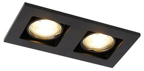 Set van 6 Inbouwspot zwart rechthoekig 2-lichts - Qure GU10 Binnenverlichting Lamp