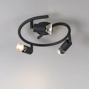 Industriële Spot / Opbouwspot / Plafondspot zwart krul 3-lichts - Jeany Modern GU10 rond Binnenverlichting Lamp