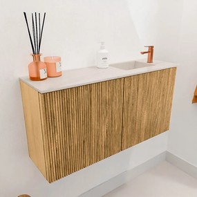 Mondiaz Joya DLux 80cm toiletmeubel oak met wastafel faye rechts 1 kraangat meli