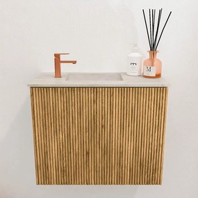 Mondiaz Joya DLux 50cm toiletmeubel oak met wastafel faye links 1 kraangat ostra