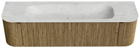 Mondiaz Kurve-dlux 170cm badmeubel ronding links/rechts dusk met 1 lade en 2 deuren en wastafel big large midden 1 kraangat opalo