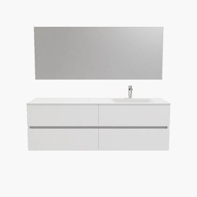 Zaro Valencia Solid Surface badmeubel 150cm mat wit 1 kraangat spoelbak rechts 4 lades