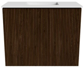 Mondiaz Joya 50cm toiletmeubel walnut met wastafel faye midden zonder kraangat talc