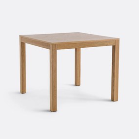 Vierkante eettafel, rechte randen, eiken en fineer, 2 tot 4 couverts, NUSSO