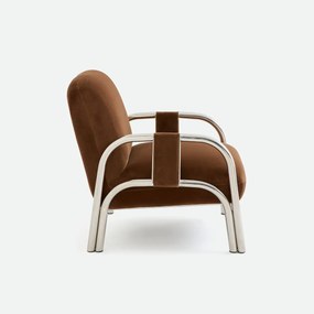 Loungefauteuil, van fluweel en verchroomd staal, VINDY