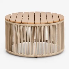Calipso Salontafel In Ijzer En Gevlochten Touw Ø70 Cm - Sklum