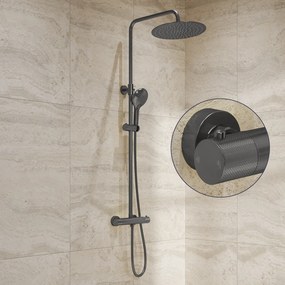 Saniclear Evolution Curved opbouw regendouche verouderd ijzer / gunmetal met 30cm hoofddouche en 2 standen handdouche