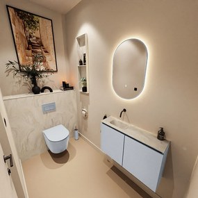 Mondiaz Ture DLux toiletmeubel 80cm clay met wastafel ostra links zonder kraangat