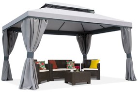 Grijs tuinpaviljoen met gordijnen Valencia 4x4m Garden Point