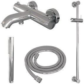 Brauer Stripe thermostatische badkraan met glijstang en staafhanddouche chroom