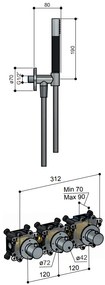 Hotbath Cobber IBS70 inbouwdouche met 30cm plafondbuis en 30cm hoofddouche gepolijst messing PVD