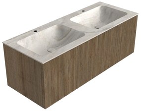 Mondiaz Kurve-dlux 120cm badmeubel dusk met 1 lade en wastafel leaf dubbel 2 kraangaten ostra