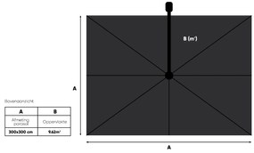 Platinum Challenger Zweefparasol T2 Premium Glow 3x3 m. - Faded Black met ingraafvoet en hoes
