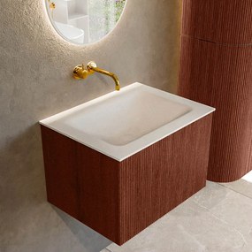 Mondiaz Kurve 60cm badmeubel ruby met 1 lade en wastafel cloud midden zonder kraangat