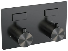 Brauer Gunmetal Edition thermostatische inbouw regendouche met staafhanddouche, plafondarm, glijstang en hoofddouche 30cm set 66 gunmetal geborsteld PVD