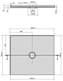 Polysan Mirai rechthoekige douchebak 2 randen links 90x80cm wit