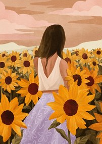 Ilustratie Sunflower Evenings, Goed Blauw