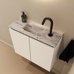 Mondiaz Ture DLux toiletmeubel 60cm talc met wastafel glace midden met kraangat