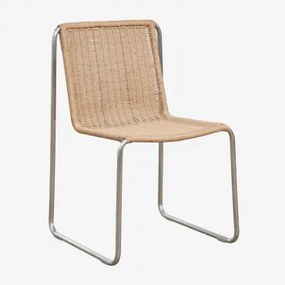Set Van 4 Eetkamerstoelen Van Roestvrij Staal En Synthetisch Riet Omaha Bruin – Rotan - Sklum