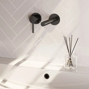 Brauer Stripe inbouw wastafelkraan ColdStart met rechte uitloop en rozetten model A2 zwart mat