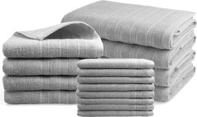 Handdoeken 16 delig set - Doublelife Recycled Cotton Collectie - sandy grey