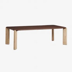 Rechthoekige Eettafel 230x110 Cm Van Mangohout En Natuursteen Andeca Donker Mangohout - Travertijn - Sklum
