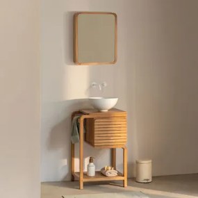 Bradley Teakhouten Badkamermeubelset Rond Wit Keramiek Ø30 Cm Calgari & Rechthoekig Met Opbergruimte Hout 45x60 Cm Ian & Wit Ingebed Met - Sklum